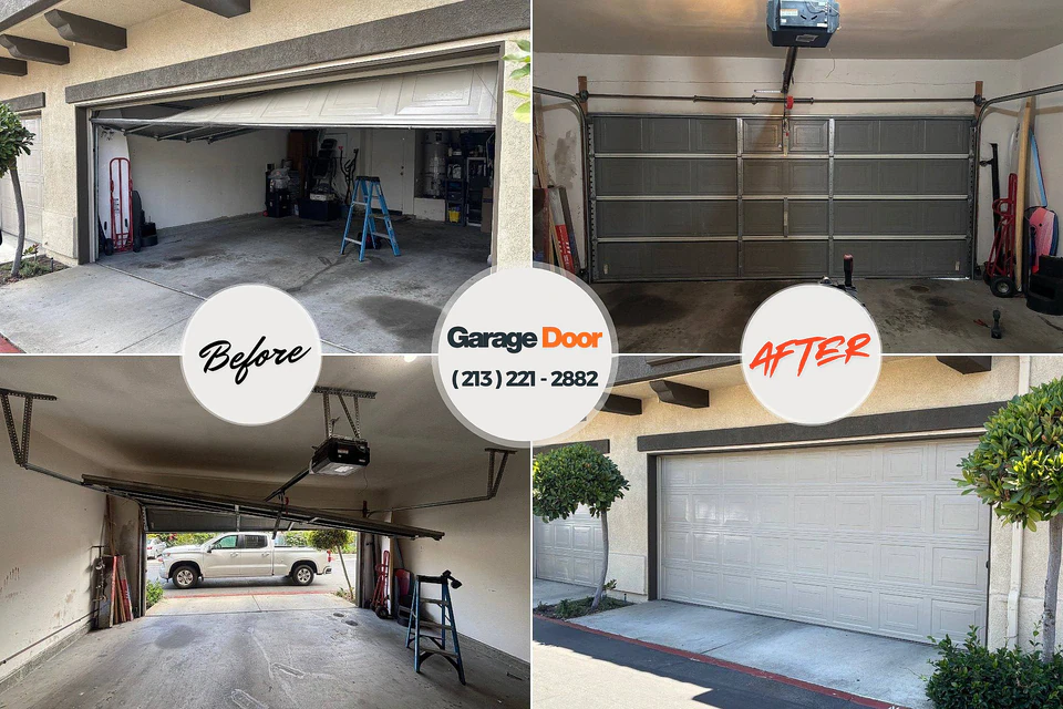 Before and after: garage door company Farmersville, TX